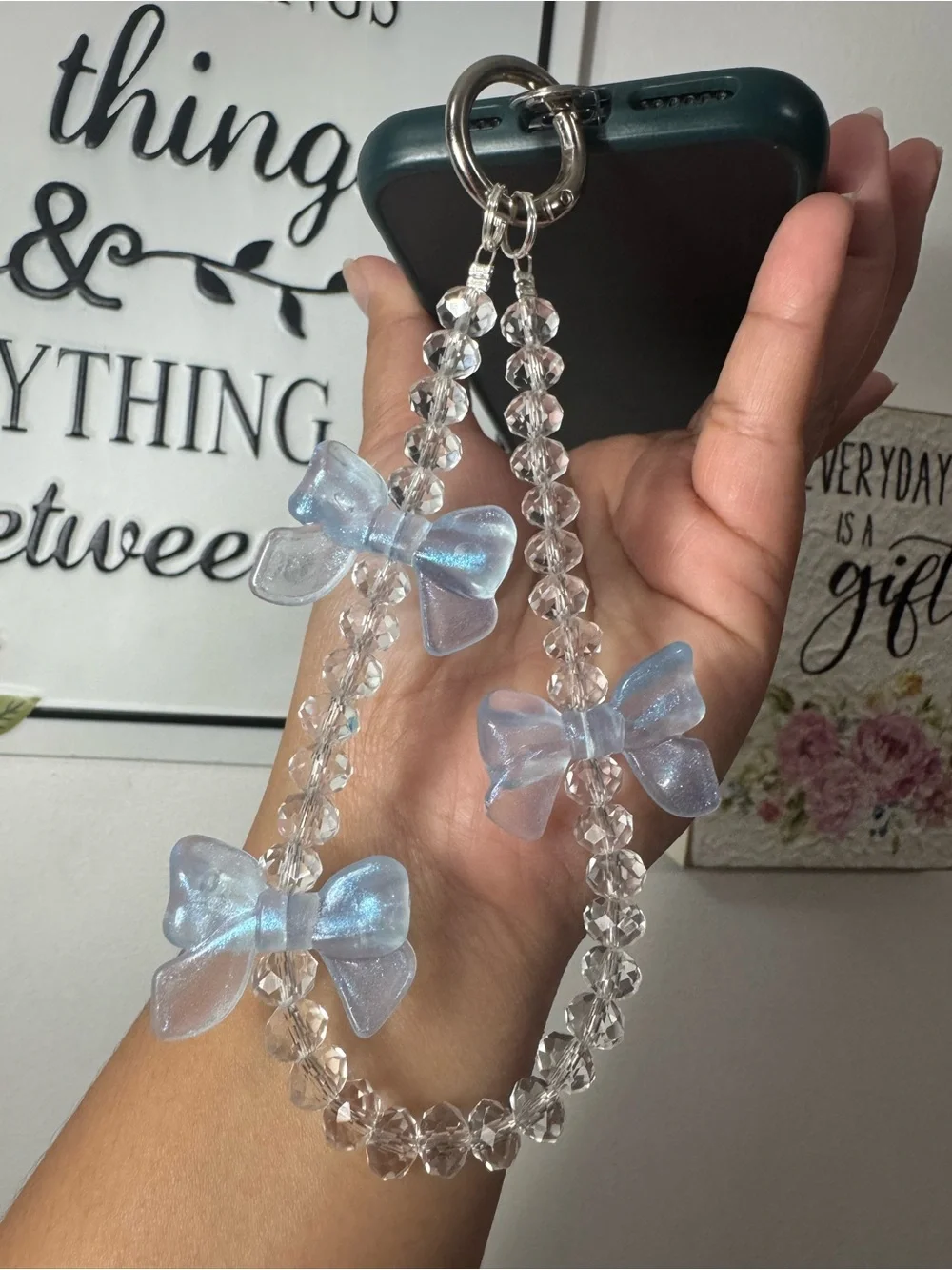 Bling Bling Crystal with Blue Bow Phone/Key/Bag Chain #P1099